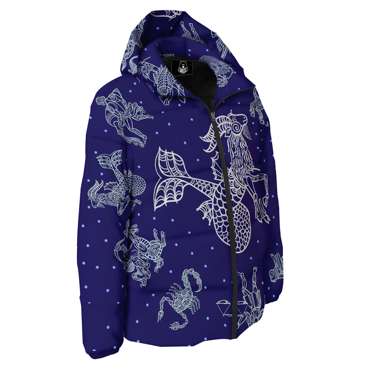 Signs Astrological And Capricorn Print Down Jacket-grizzshop