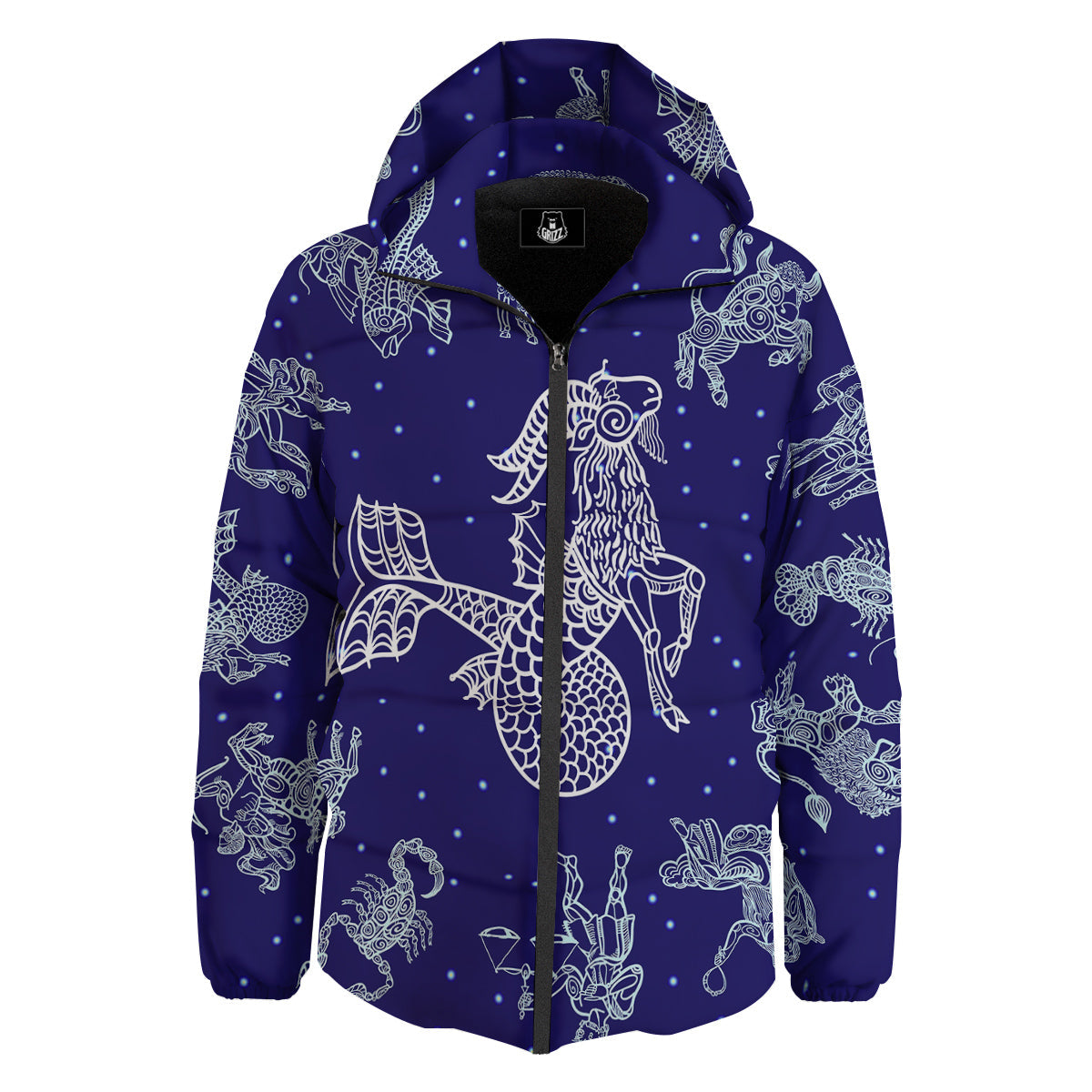 Signs Astrological And Capricorn Print Down Jacket-grizzshop