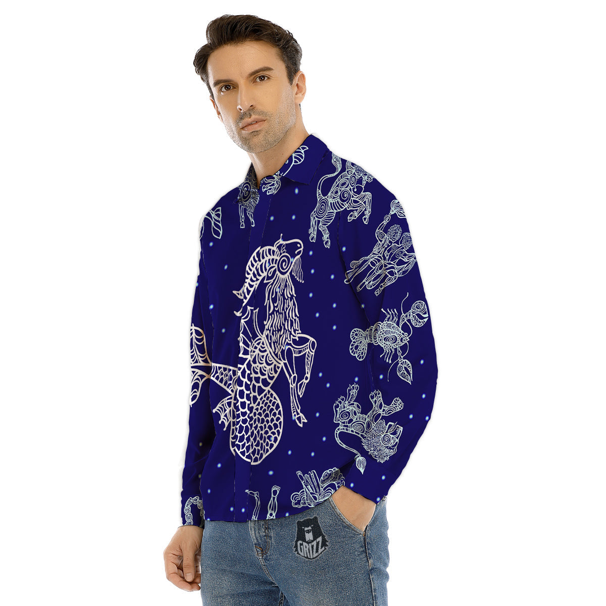 Signs Astrological And Capricorn Print Men's Dress Shirts-grizzshop