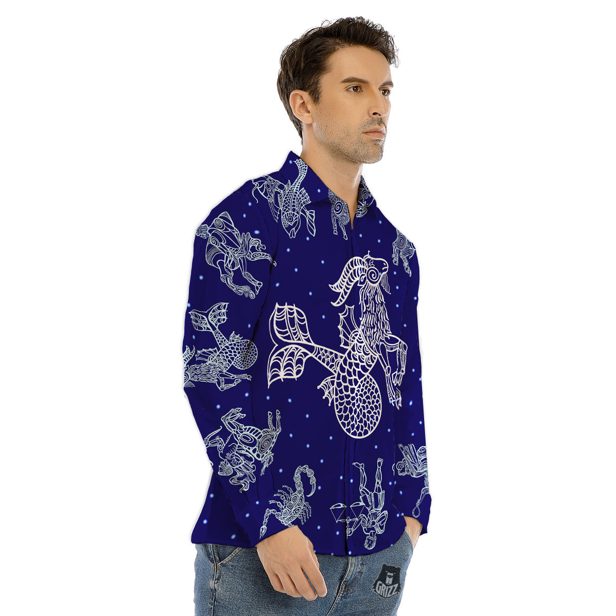 Signs Astrological And Capricorn Print Men's Dress Shirts-grizzshop