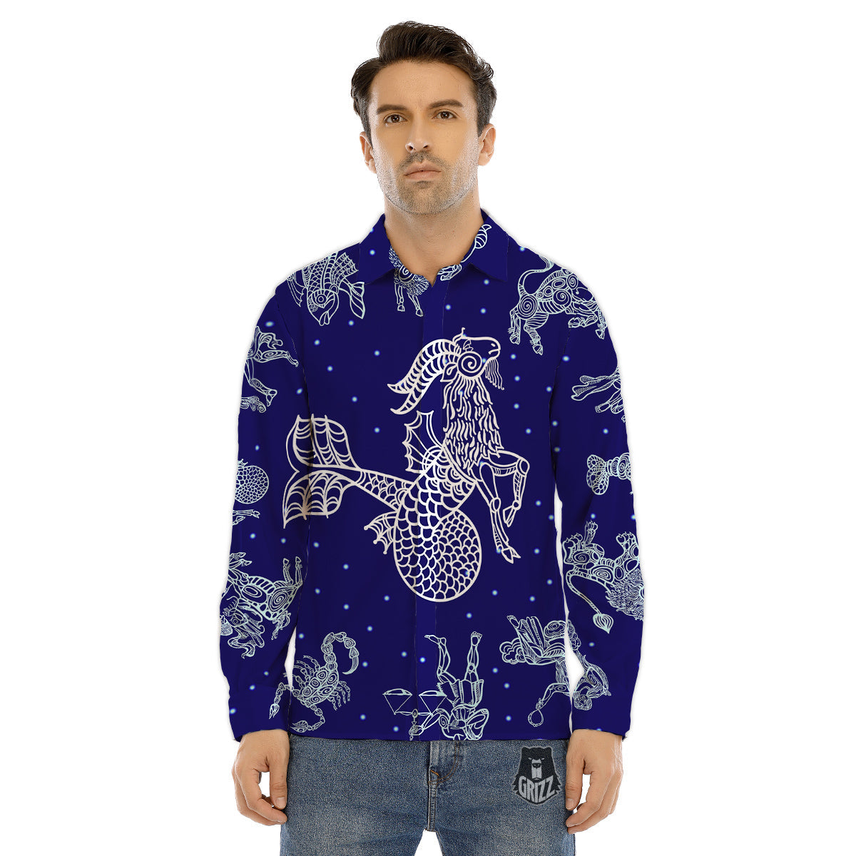 Signs Astrological And Capricorn Print Men's Dress Shirts-grizzshop