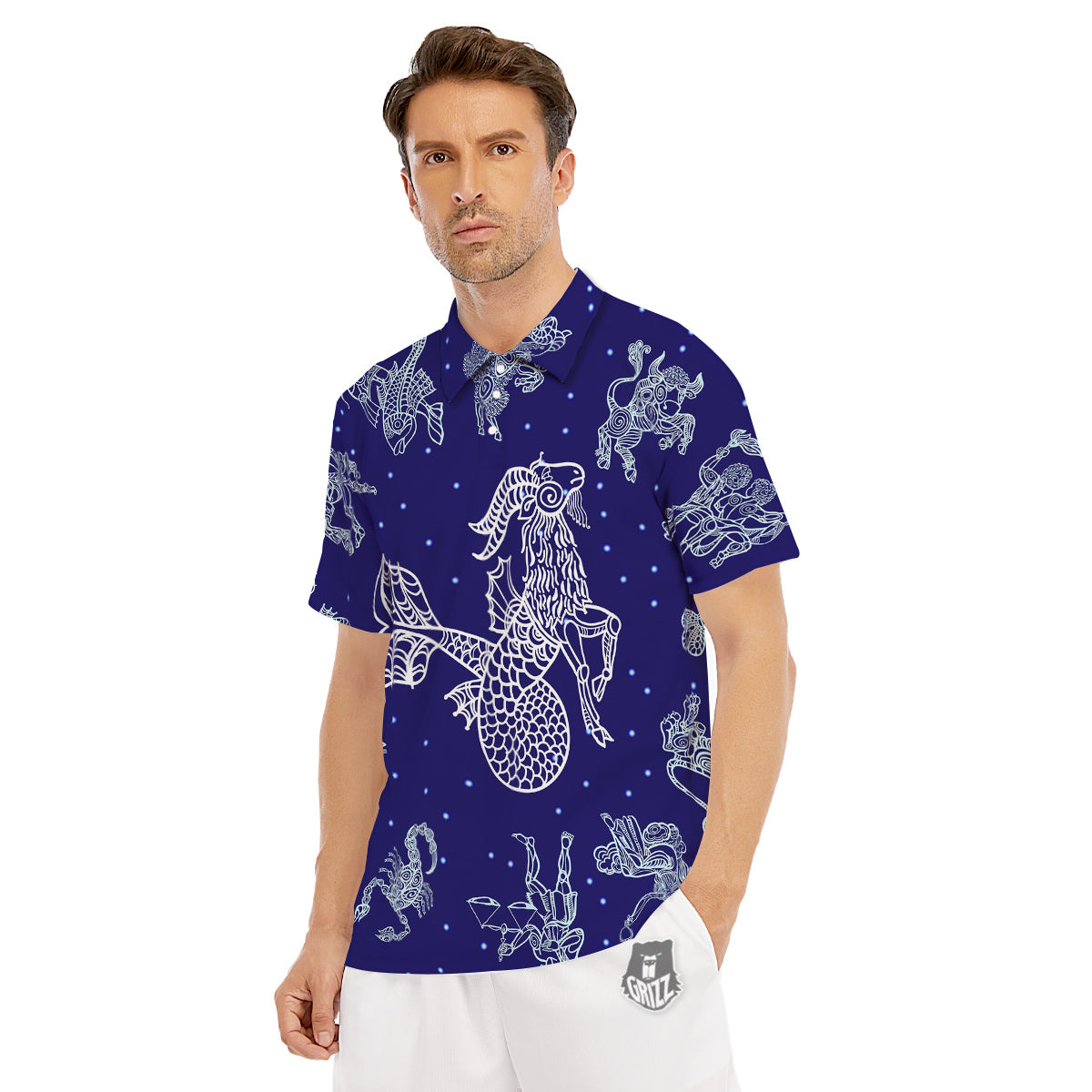 Signs Astrological And Capricorn Print Men's Golf Shirts-grizzshop