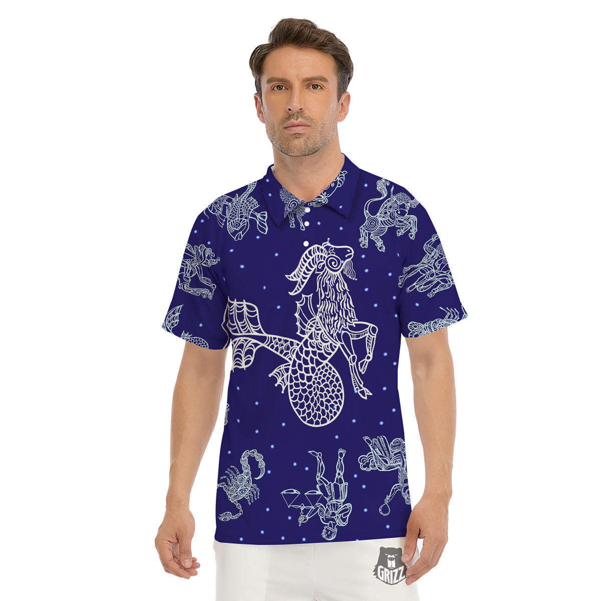 Signs Astrological And Capricorn Print Men's Golf Shirts-grizzshop