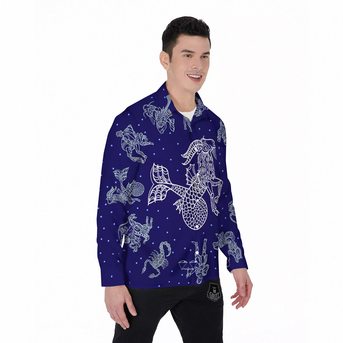 Signs Astrological And Capricorn Print Men's Long Sleeve Shirts-grizzshop