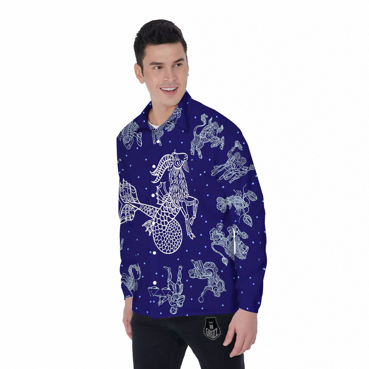 Signs Astrological And Capricorn Print Men's Long Sleeve Shirts-grizzshop