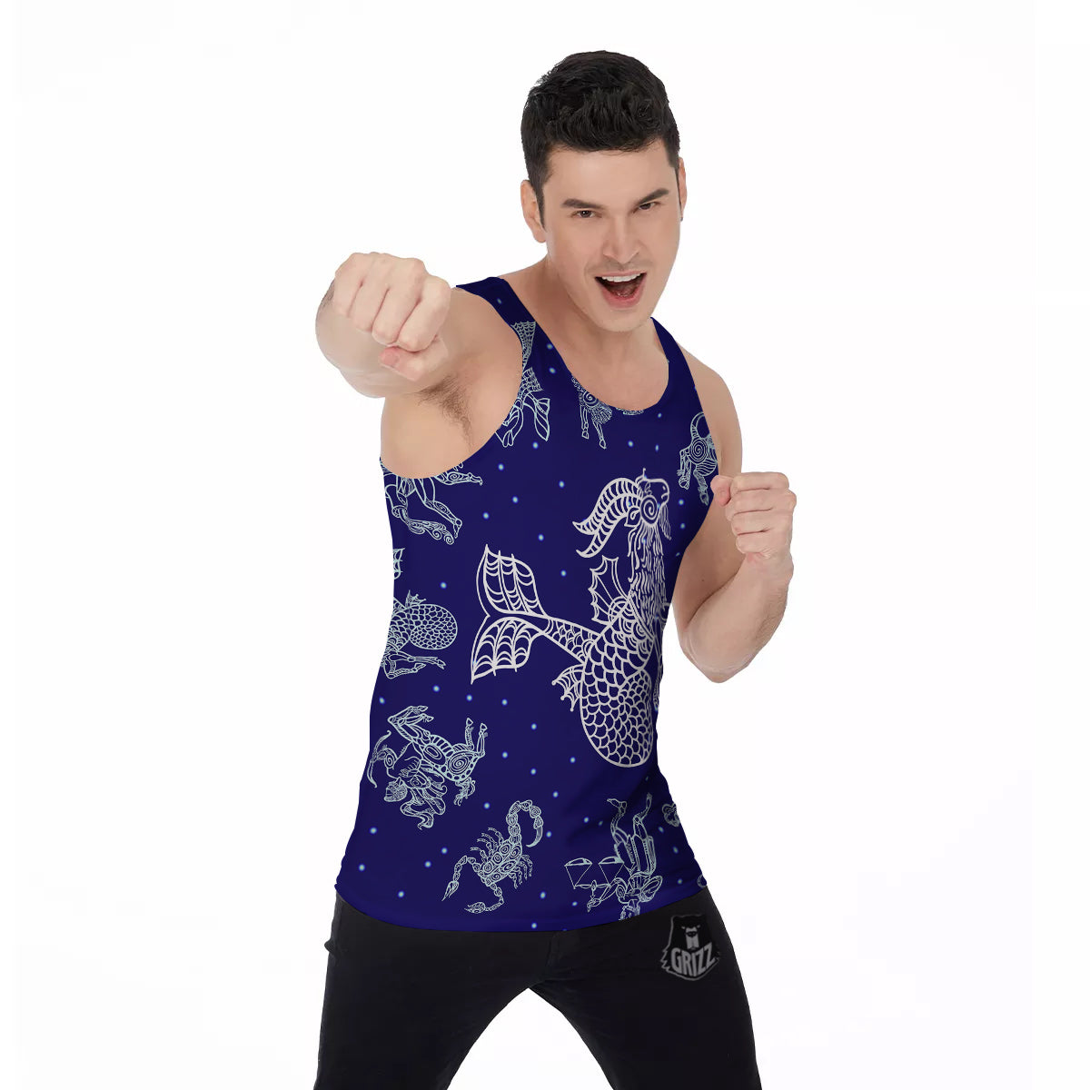 Signs Astrological And Capricorn Print Men's Tank Top-grizzshop