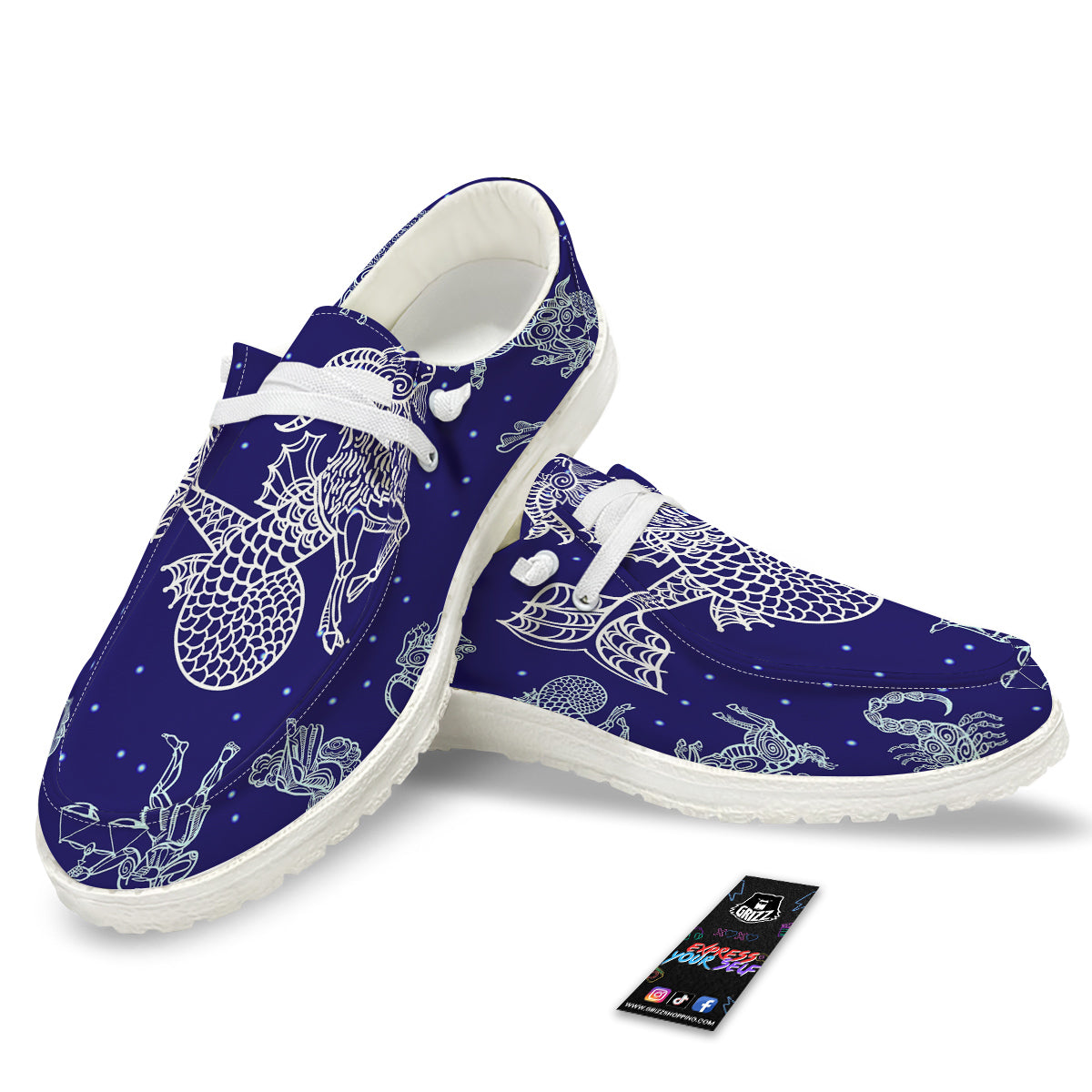 Signs Astrological And Capricorn Print White Loafers-grizzshop
