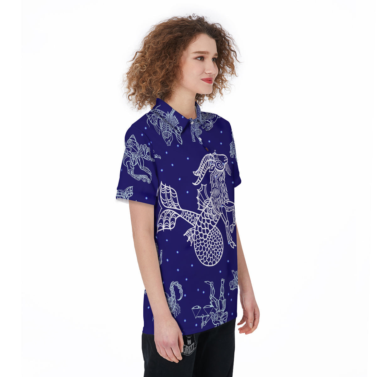 Signs Astrological And Capricorn Print Women's Golf Shirts-grizzshop