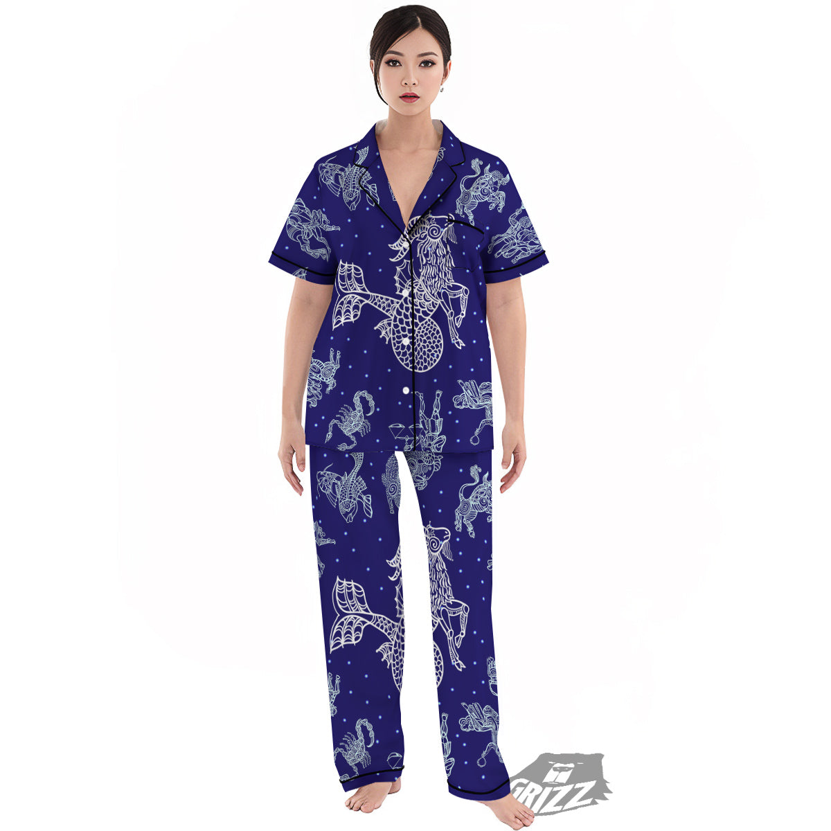 Signs Astrological And Capricorn Print Women's Pajamas Set-grizzshop