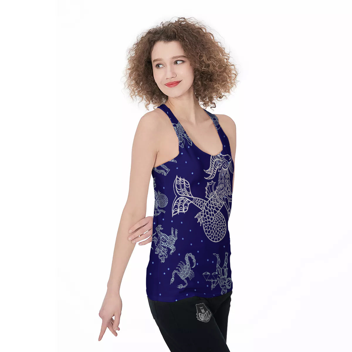 Signs Astrological And Capricorn Print Women's Racerback Tank Top-grizzshop