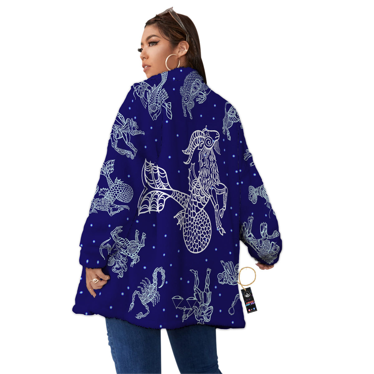 Signs Astrological And Capricorn Print Women's Sherpa Jacket-grizzshop