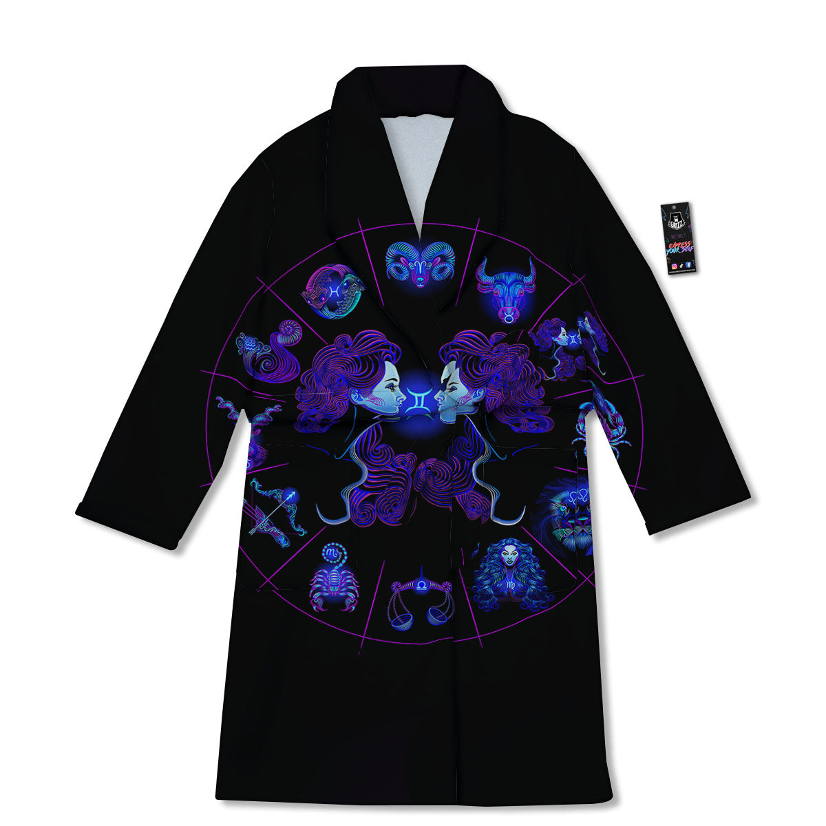 Signs Astrological And Gemini Print Bathrobe-grizzshop