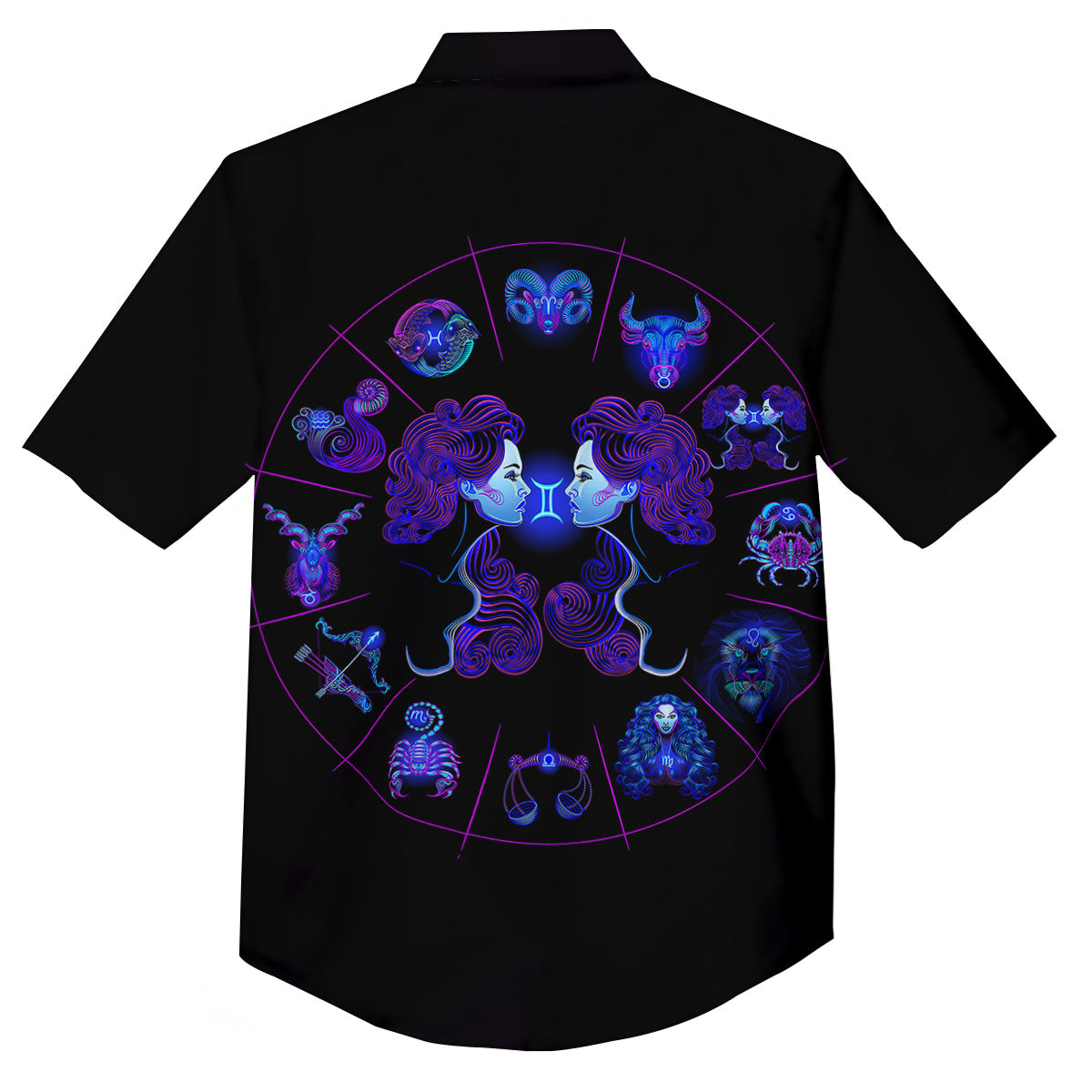 Signs Astrological And Gemini Print Button Up Shirt-grizzshop