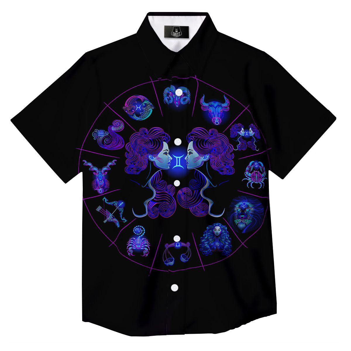 Signs Astrological And Gemini Print Button Up Shirt-grizzshop