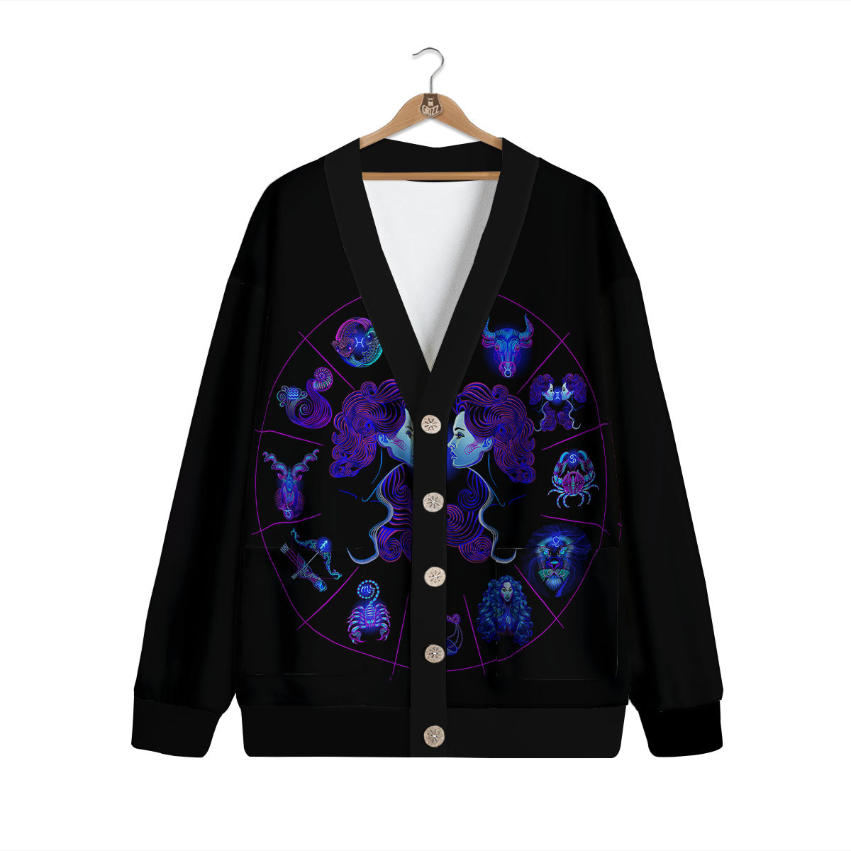 Signs Astrological And Gemini Print Cardigan-grizzshop