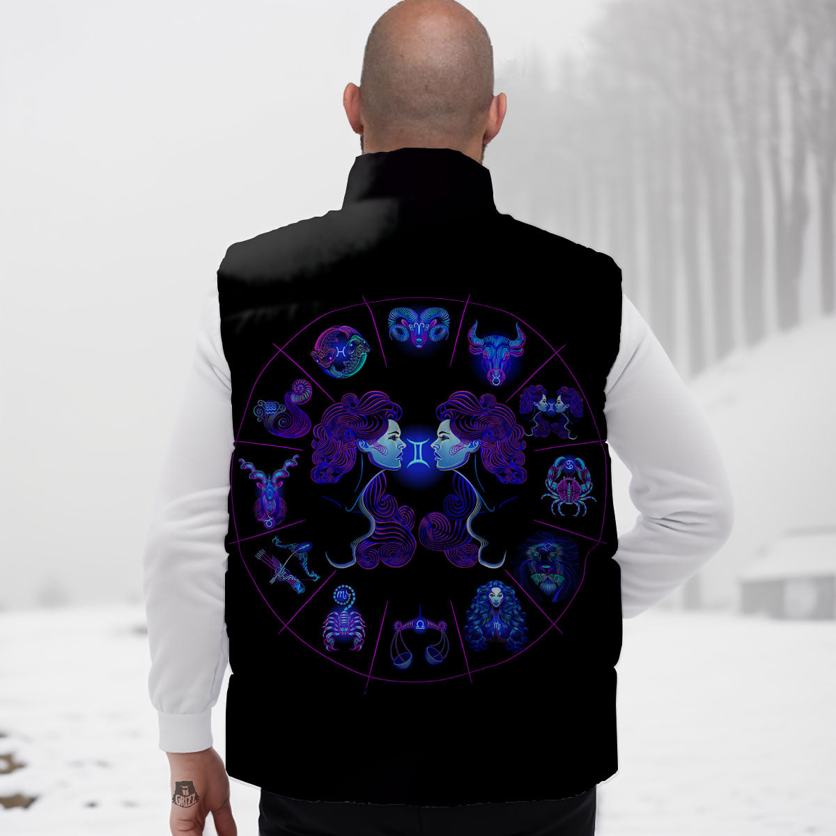 Signs Astrological And Gemini Print Down Vest