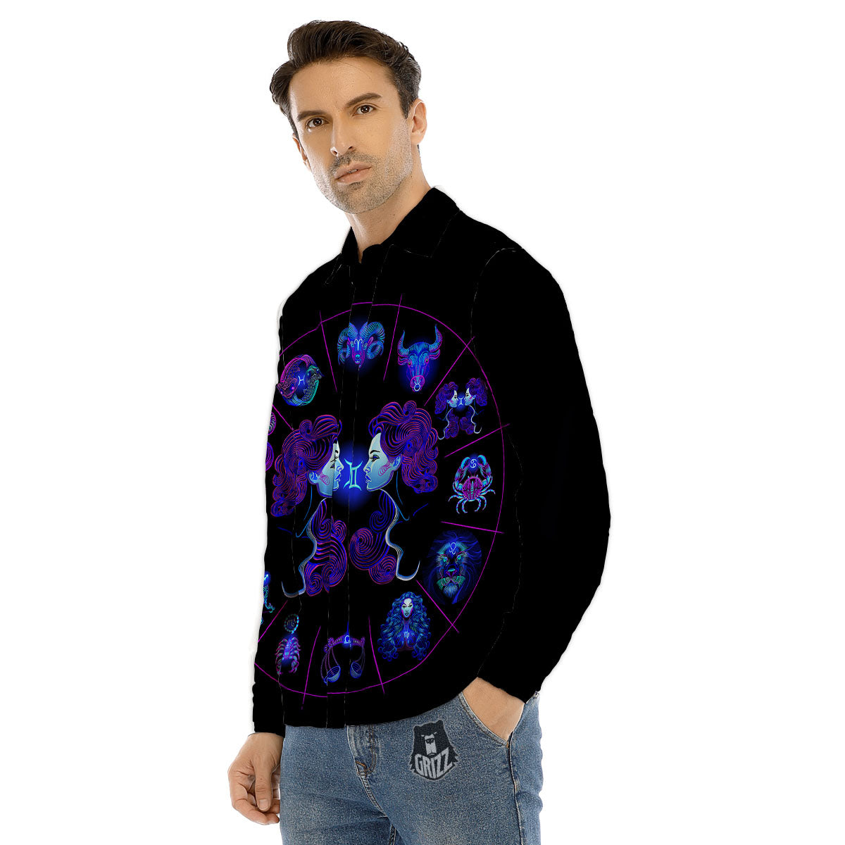 Signs Astrological And Gemini Print Men's Dress Shirts-grizzshop