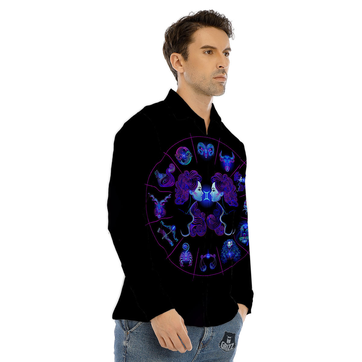Signs Astrological And Gemini Print Men's Dress Shirts-grizzshop