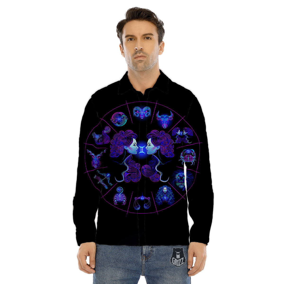 Signs Astrological And Gemini Print Men's Dress Shirts-grizzshop