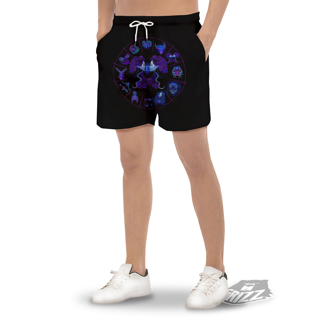 Signs Astrological And Gemini Print Men's Gym Shorts-grizzshop