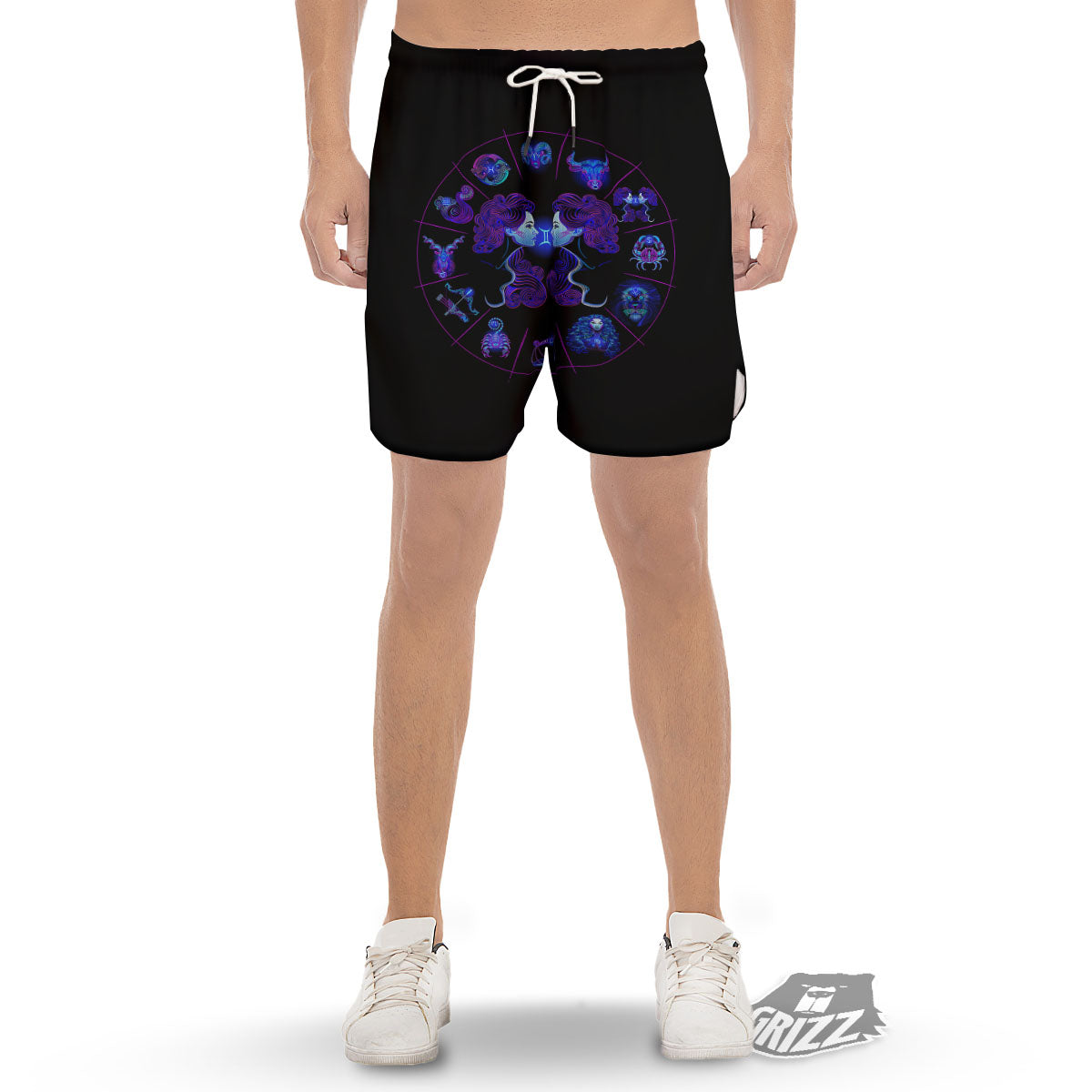Signs Astrological And Gemini Print Men's Gym Shorts-grizzshop