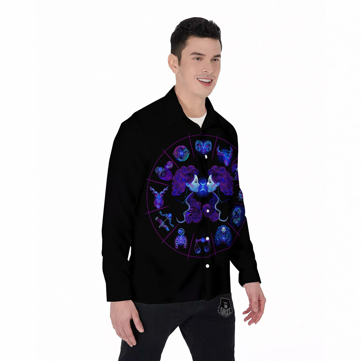 Signs Astrological And Gemini Print Men's Long Sleeve Shirts-grizzshop