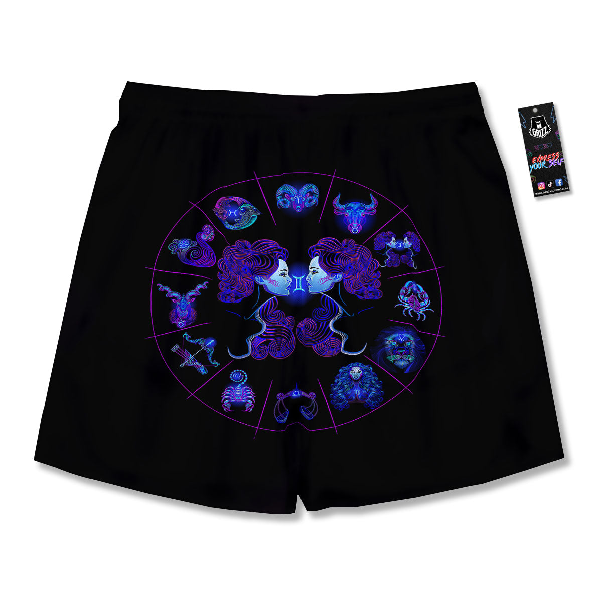 Signs Astrological And Gemini Print Men's Running Shorts-grizzshop