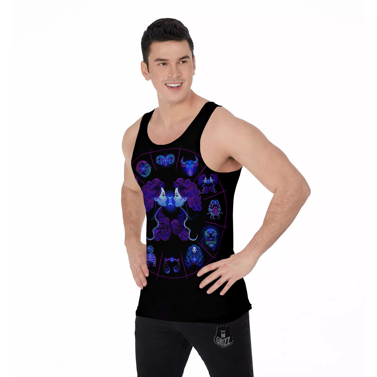 Signs Astrological And Gemini Print Men's Tank Top-grizzshop