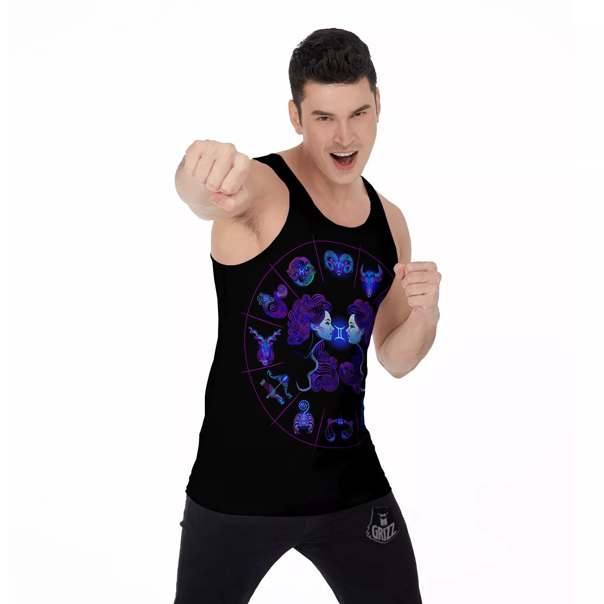 Signs Astrological And Gemini Print Men's Tank Top-grizzshop