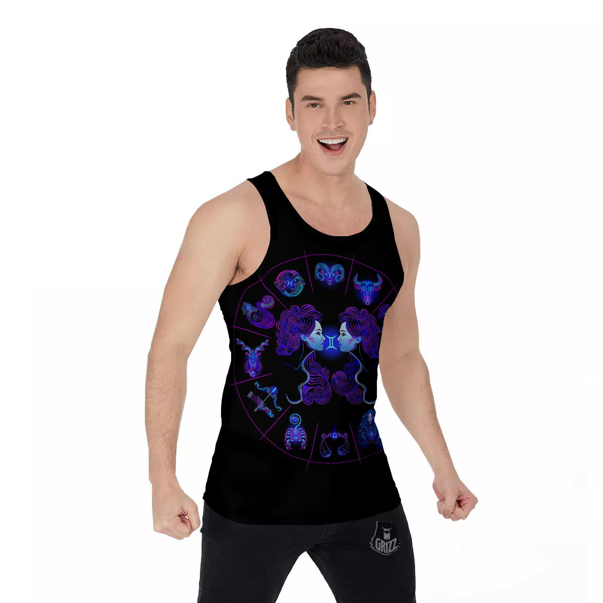 Signs Astrological And Gemini Print Men's Tank Top-grizzshop