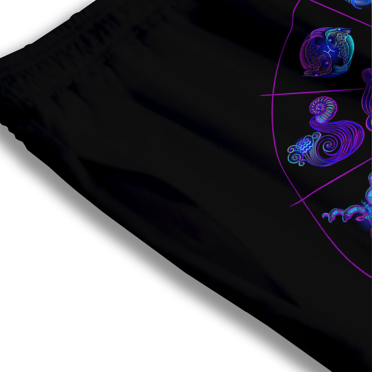 Signs Astrological And Gemini Print Mesh Shorts
