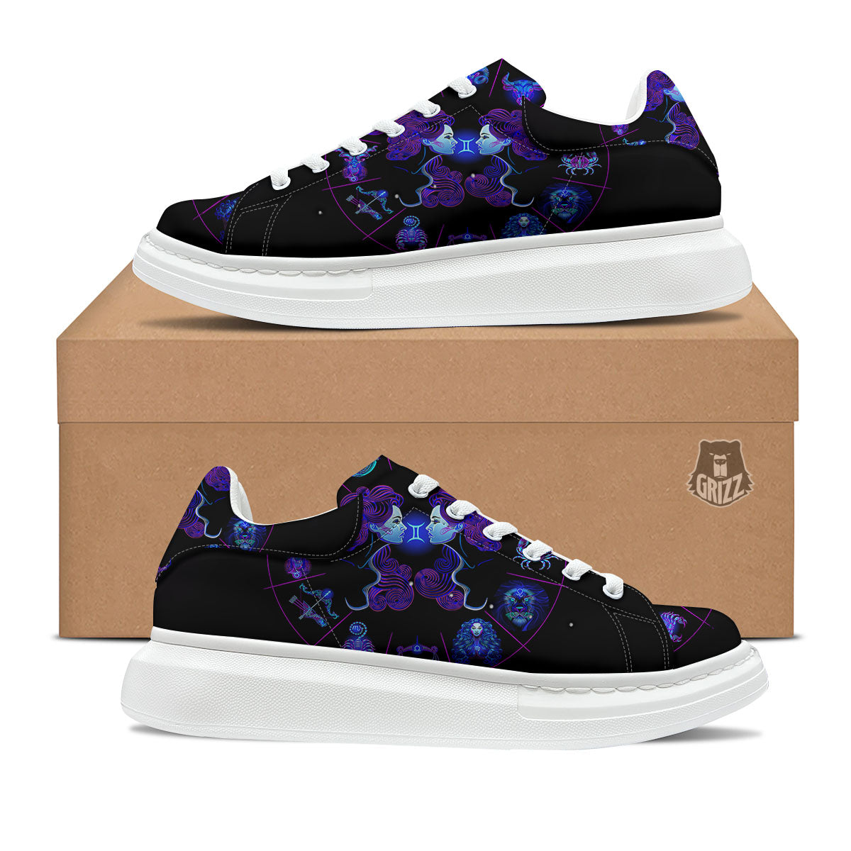 Signs Astrological And Gemini Print Platform Shoes-grizzshop