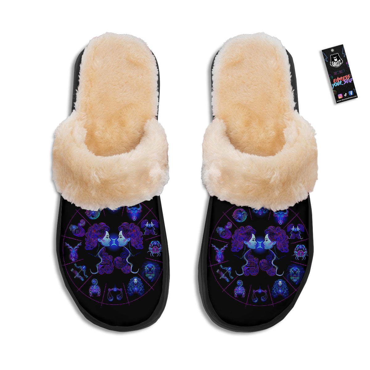Signs Astrological And Gemini Print Slippers-grizzshop