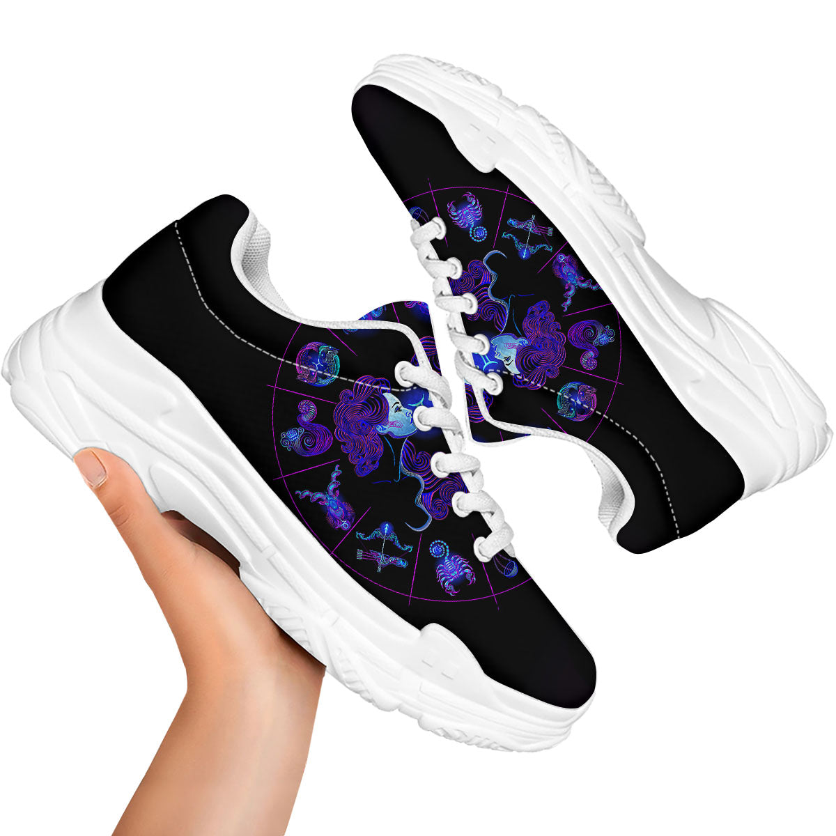 Signs Astrological And Gemini Print White Chunky Shoes-grizzshop