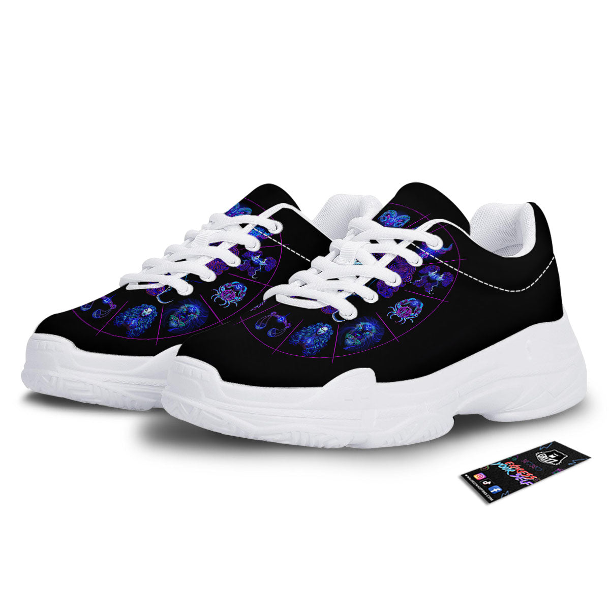 Signs Astrological And Gemini Print White Chunky Shoes-grizzshop