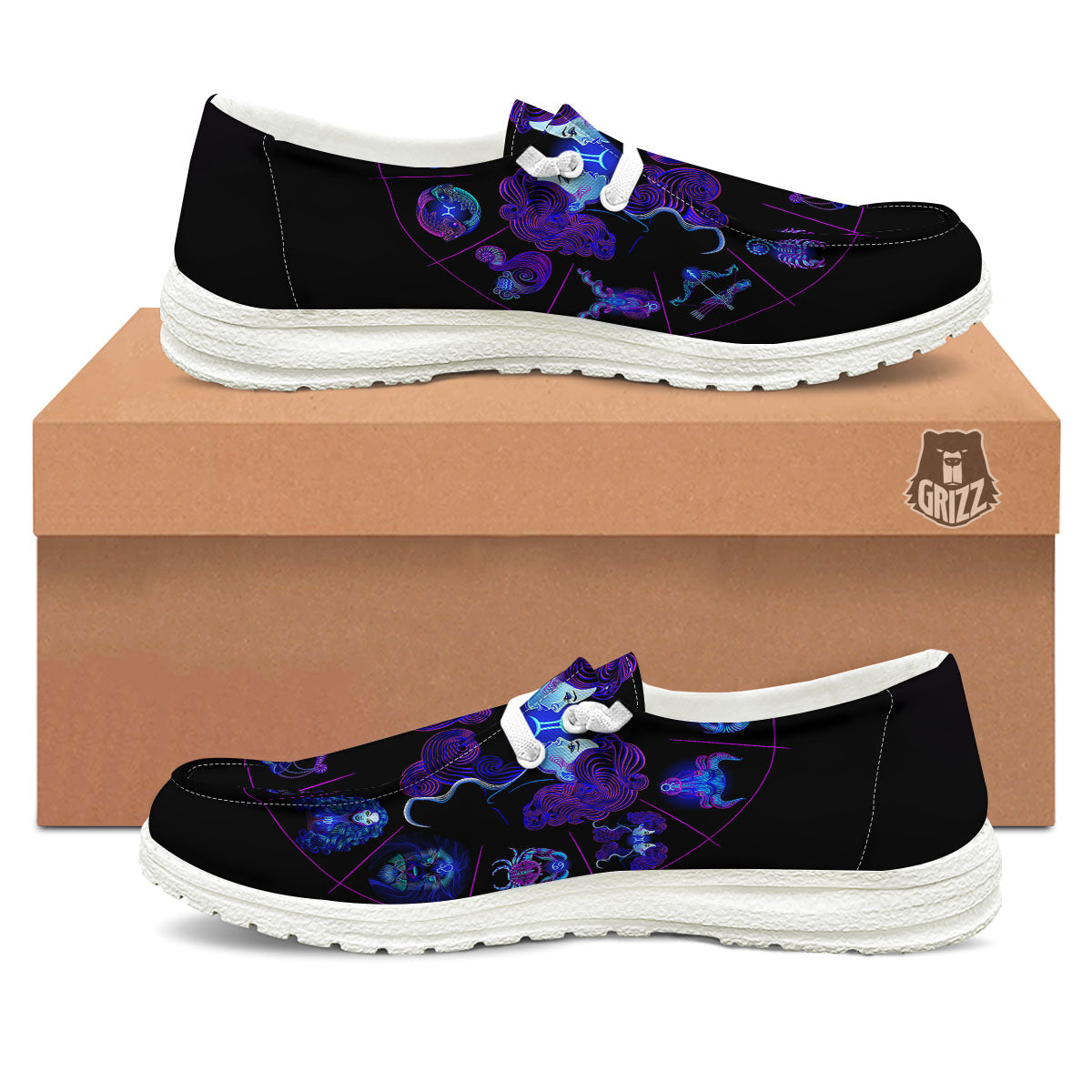 Signs Astrological And Gemini Print White Loafers-grizzshop