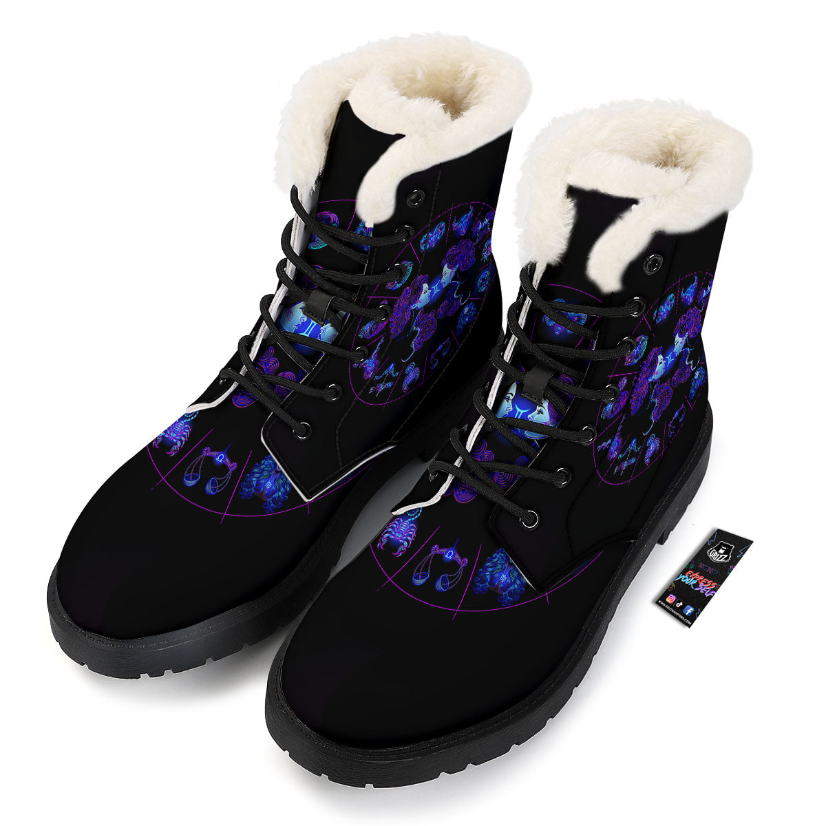 Signs Astrological And Gemini Print Winter Boots-grizzshop