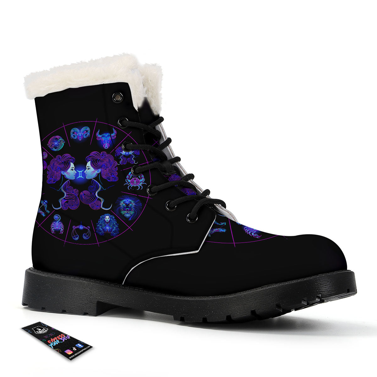 Signs Astrological And Gemini Print Winter Boots-grizzshop