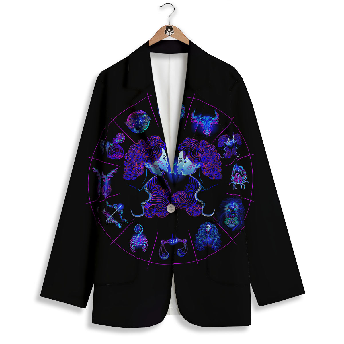 Signs Astrological And Gemini Print Women's Blazer-grizzshop