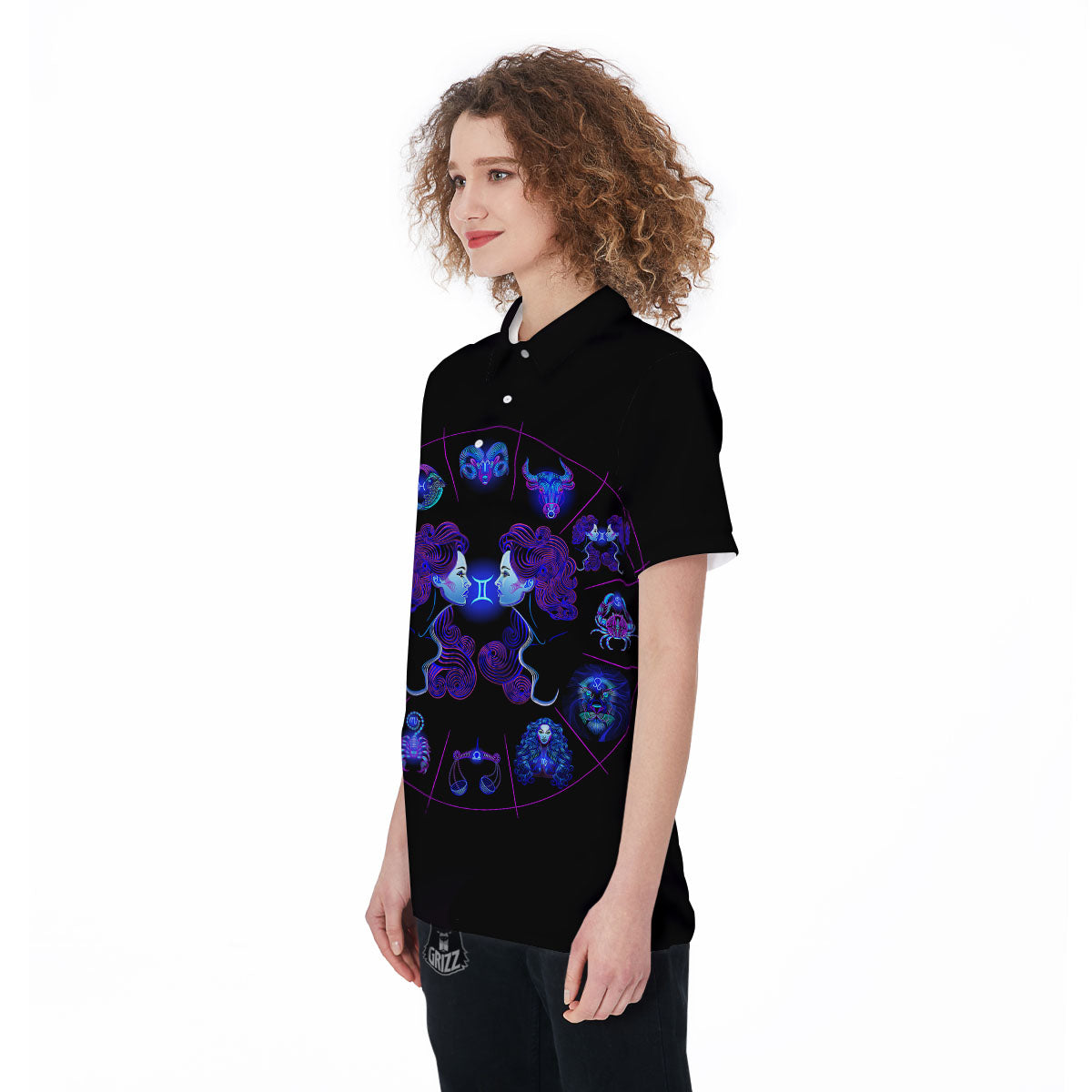 Signs Astrological And Gemini Print Women's Golf Shirts-grizzshop
