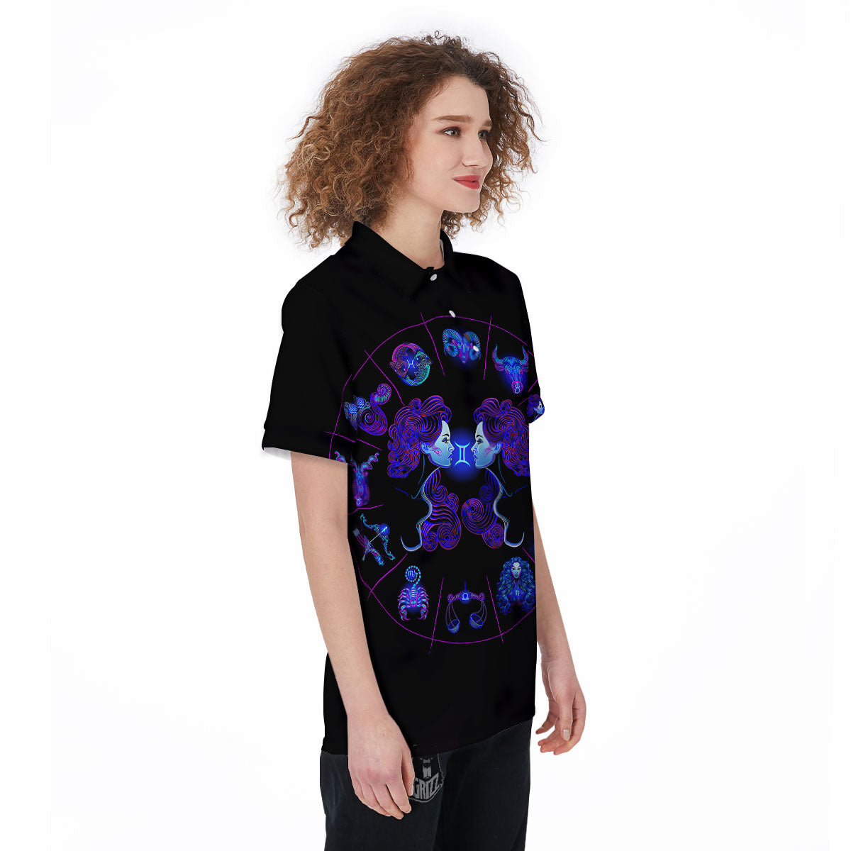 Signs Astrological And Gemini Print Women's Golf Shirts-grizzshop