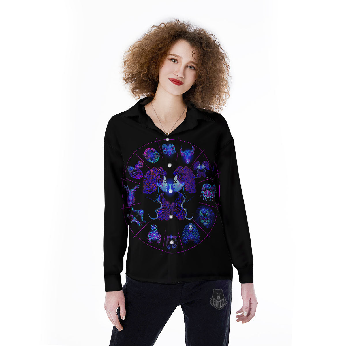 Signs Astrological And Gemini Print Women's Long Sleeve Shirts-grizzshop