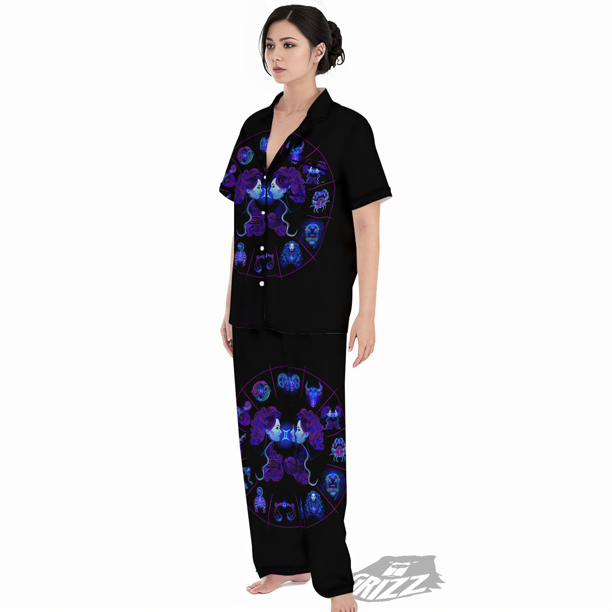 Signs Astrological And Gemini Print Women's Pajamas Set-grizzshop