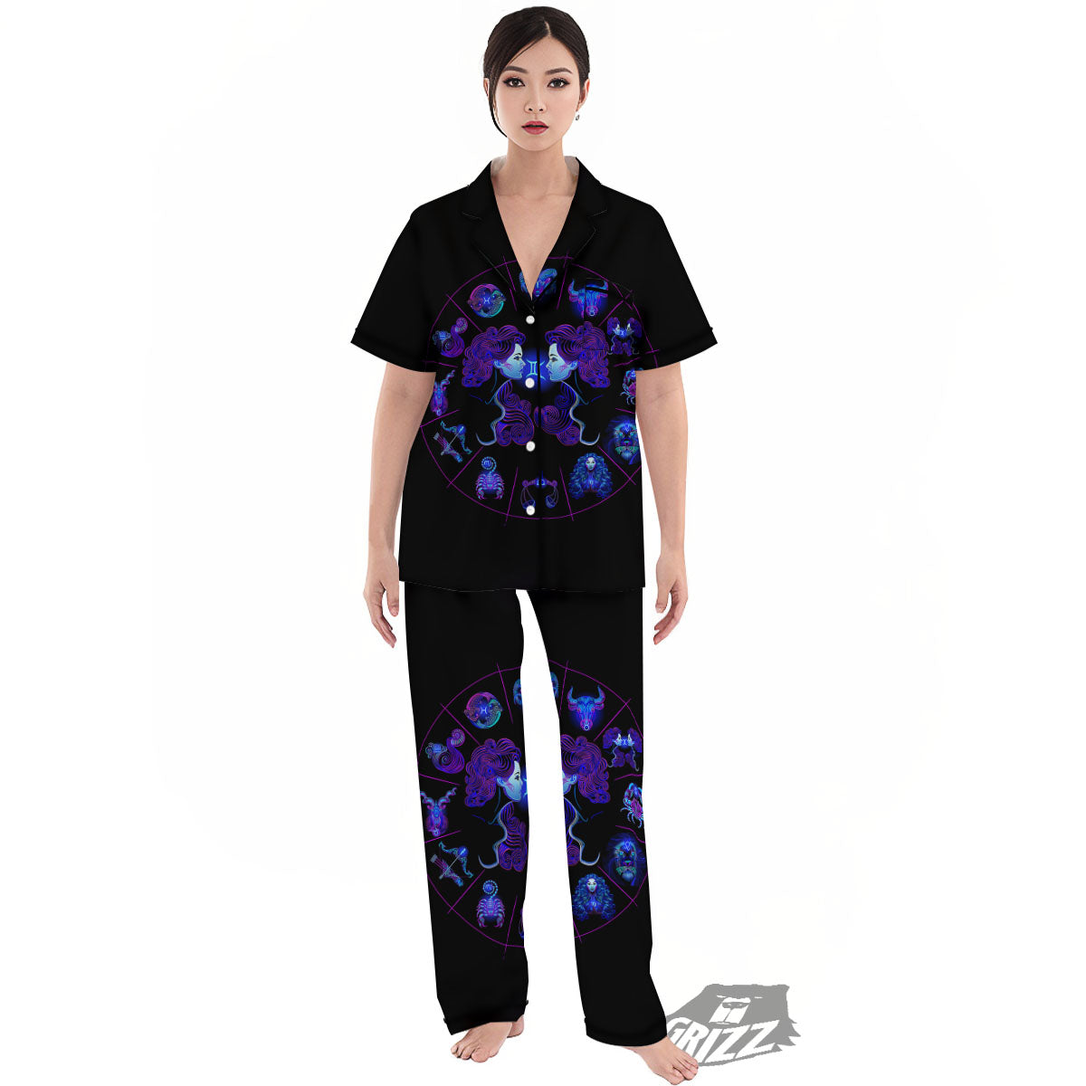 Signs Astrological And Gemini Print Women's Pajamas Set-grizzshop