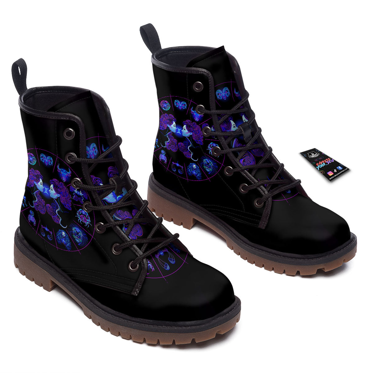 Signs Astrological And Gemini Print Work Boots-grizzshop