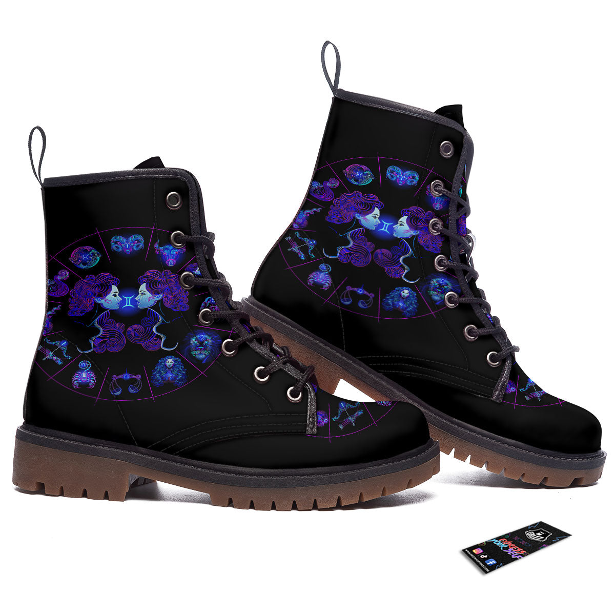 Signs Astrological And Gemini Print Work Boots-grizzshop