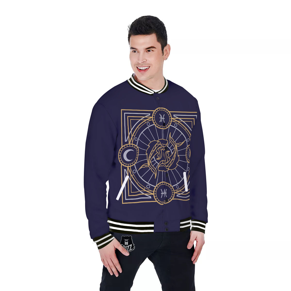 Signs Astrological And Pisces Print Baseball Jacket-grizzshop
