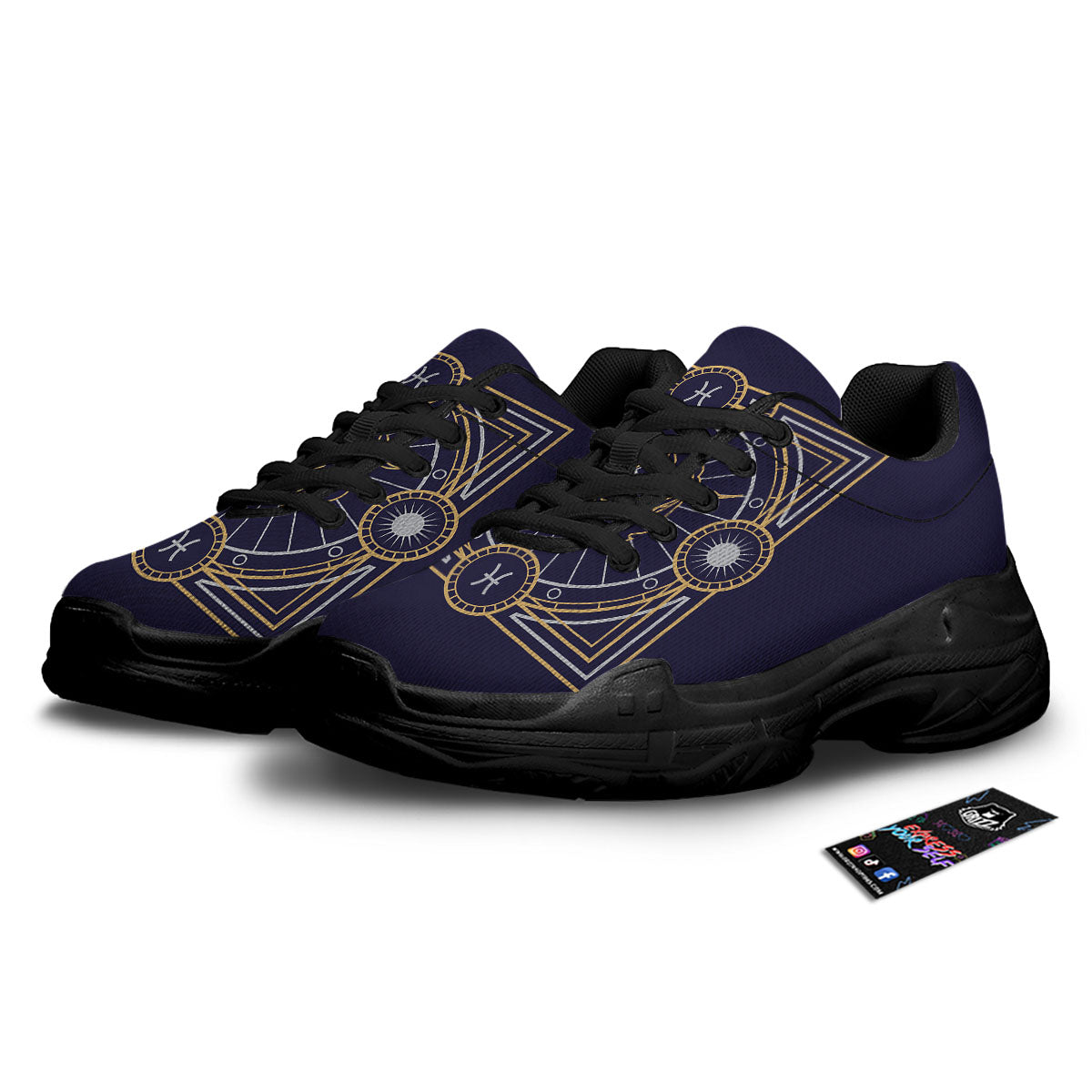 Signs Astrological And Pisces Print Black Chunky Shoes-grizzshop
