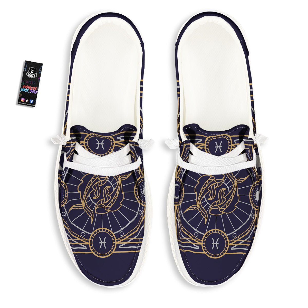 Signs Astrological And Pisces Print Black Loafers-grizzshop