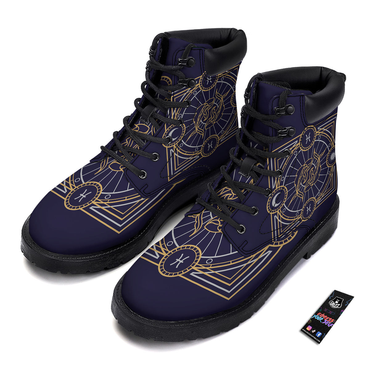 Signs Astrological And Pisces Print Boots-grizzshop